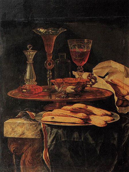 Still-Life with Crystal Glasses and Sponge-Cakes